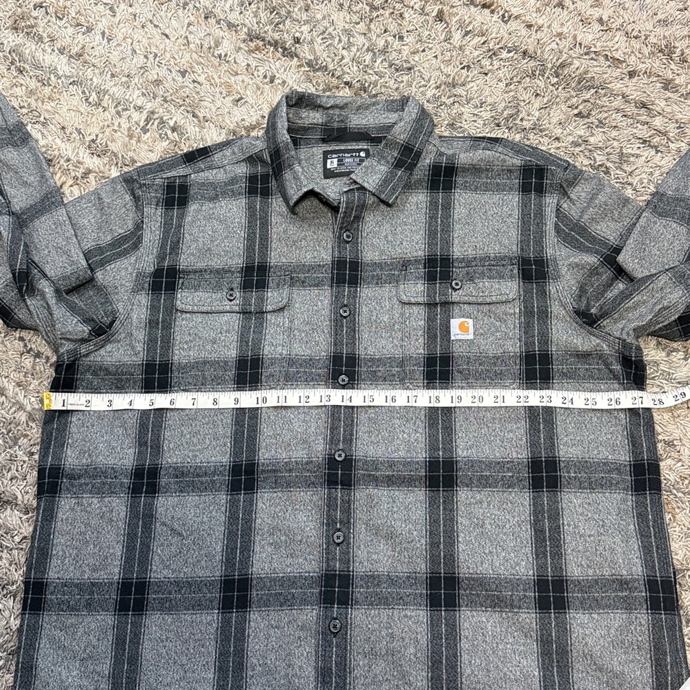 Carhartt Black and Gray Plaid Shirt heavy duty cotton sz XL TALL - Picture 8 of 9